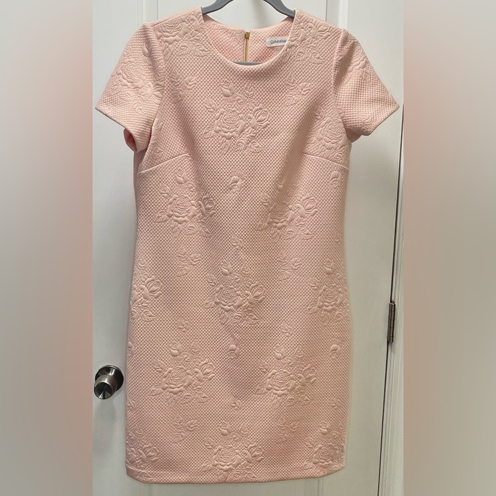 Calvin Klein Pink Blush Rose Quilted Dress, Size 8